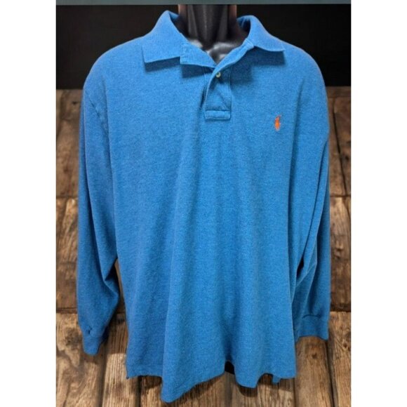 Polo Ralph Lauren Mens Classic Fit Long Sleeve Polo Shirt XL Blue - Picture 1 of 8